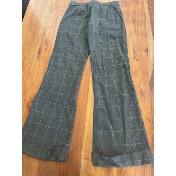 70s Vintage Trousers Pants Wool Plaid Gray Flare Bell Bottoms 29 Large - Picture 4 of 4